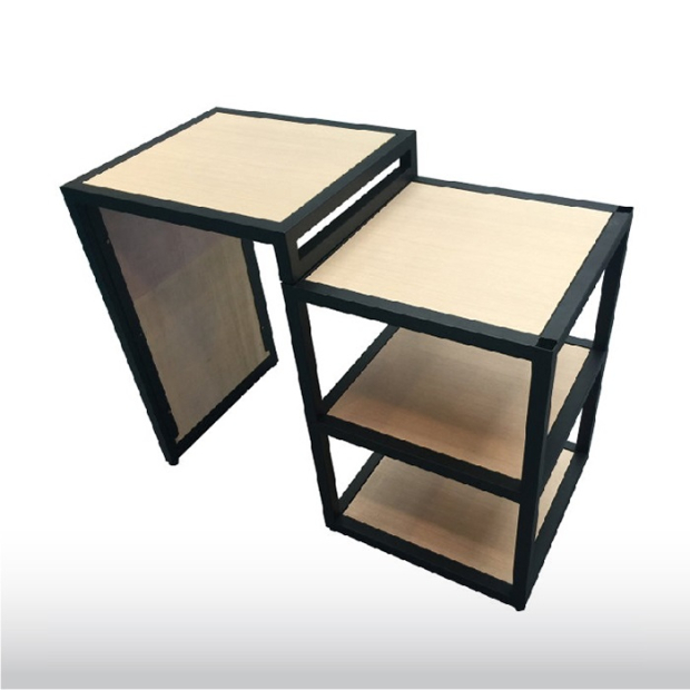 Nesting Tables Black Metal Frame with wooden Storage Shelf_2_ QS-S015.jpg